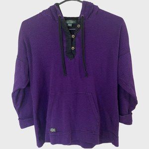 Lauren Ralph Lauren Hoodie Women's Medium Purple Striped Long Sleeve Sweatshirt